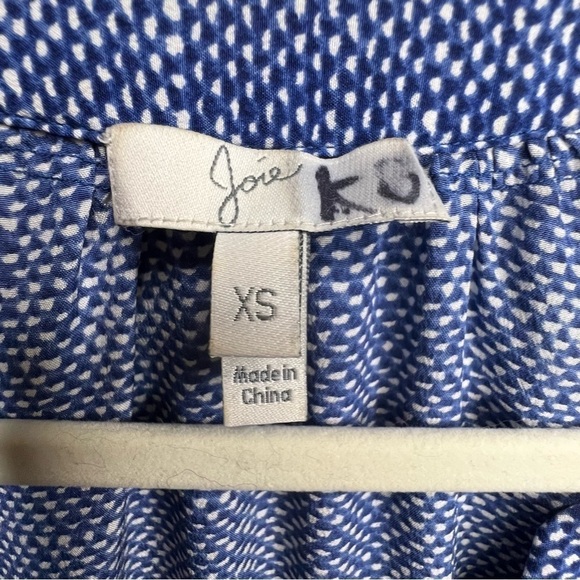 Joie 100% Silk Flowy Poet Popover Top Blue and White Size XS - Picture 5 of 6